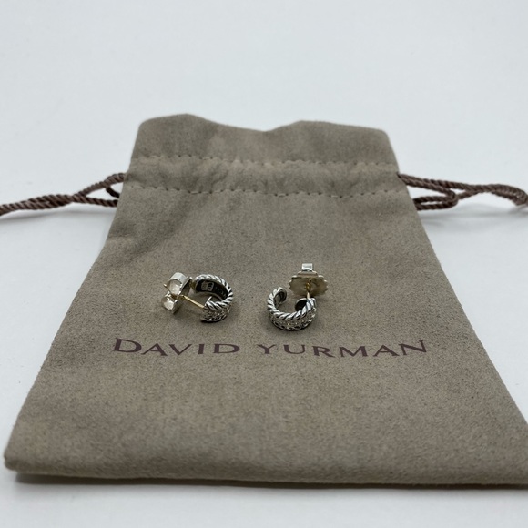 David Yurman Huggie Earrings with Pave Diamonds - Picture 3 of 5